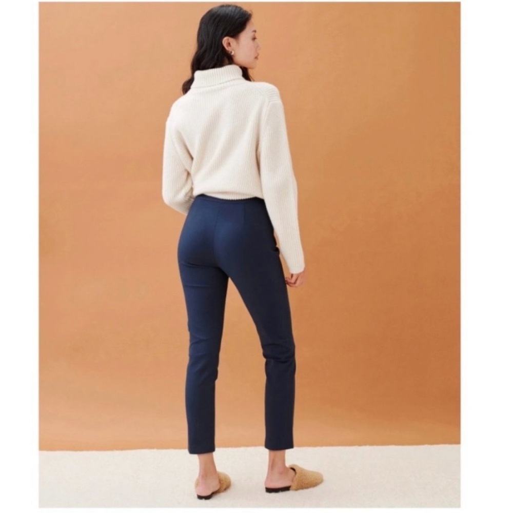Jenni Kayne Slim Ankle Trouser Pants Cigarette Style Navy Side Zip Size 8 - Picture 3 of 14